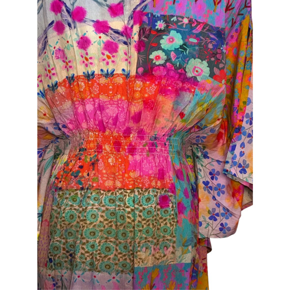 Natural Life NWT Pink Watercolor Patchwork Sanibel Kaftan Mini Dress Small - Picture 6 of 8